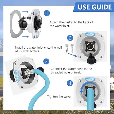 Goceian RV Water Inlet with Regulator, Wall Mounted City Water Inlet